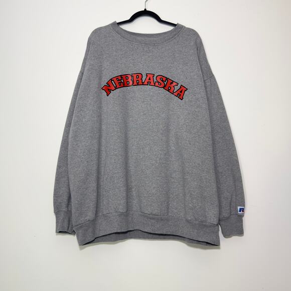 NEBRASKA Huskers Vintage Heavy Oversized Grey Crew Sweatshirt  Size 3X XXXL - Picture 1 of 3
